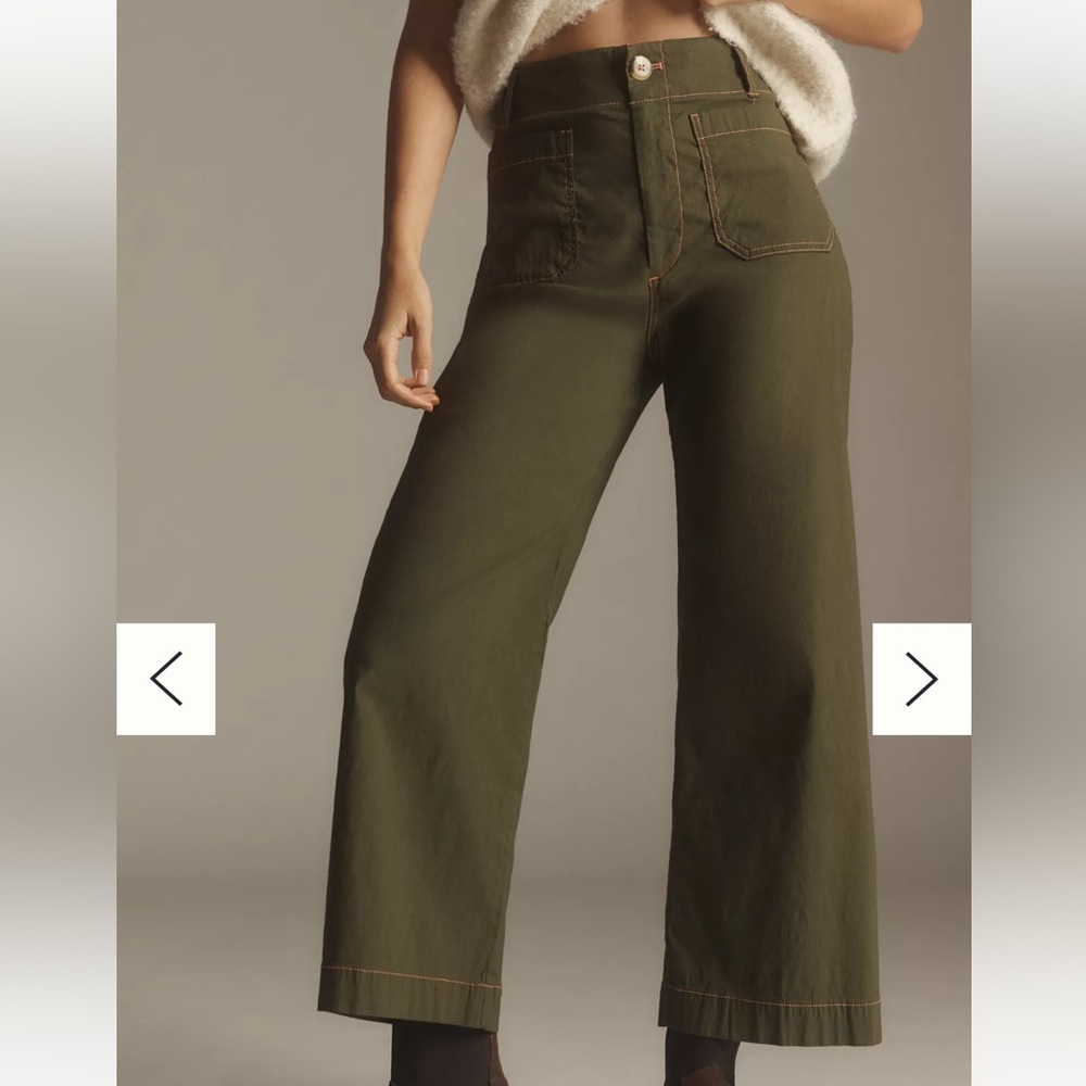 NWT The Colette Cropped Wide-Leg Pants by Maeve: Contrast-Stitch Edition